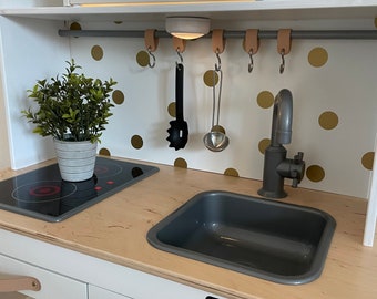 Komplette Rückwand Fliessenspiegel mit goldenen Punkten für duktig Kinderküche „golden dots“ Küche pimpen