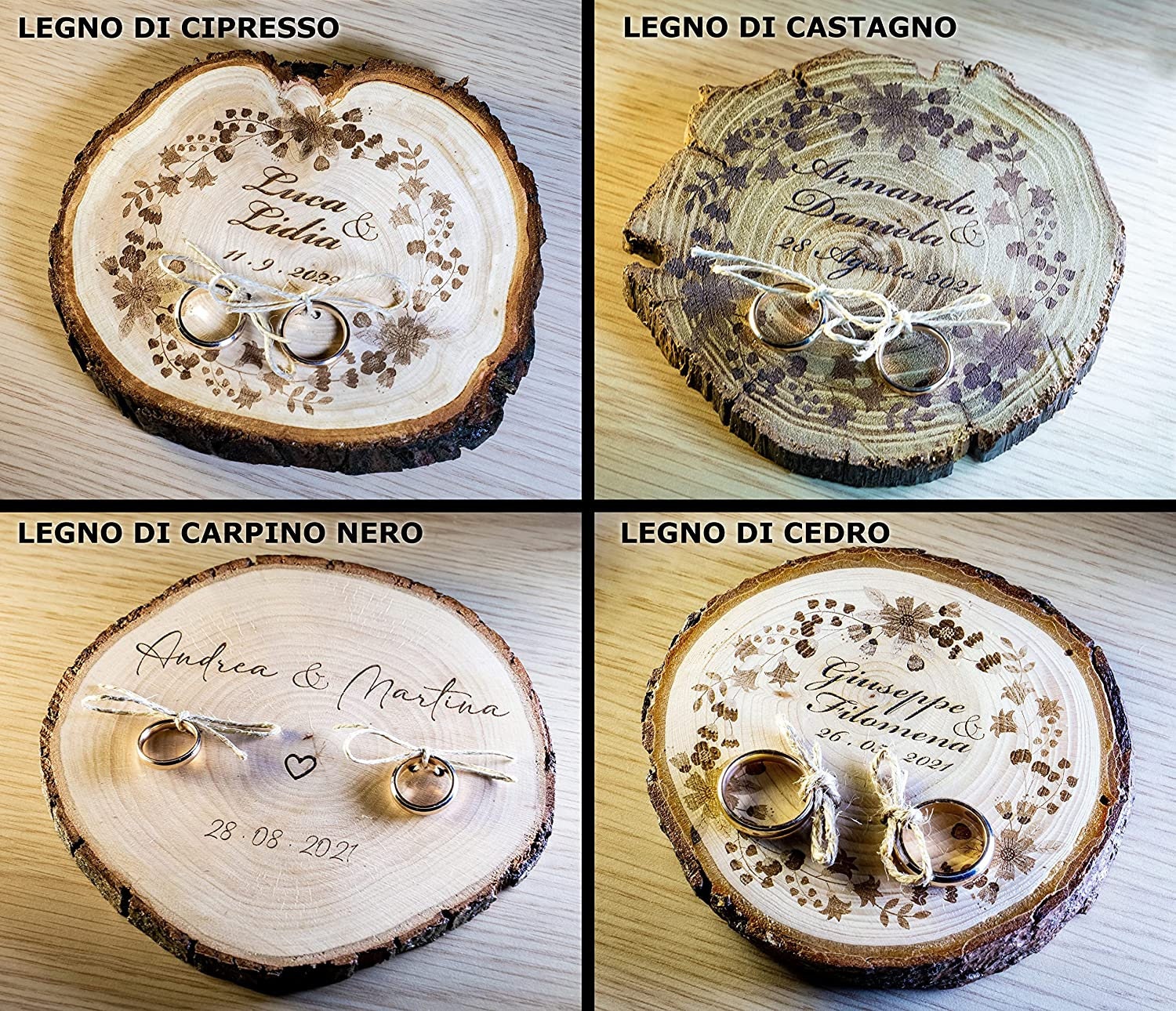 Scatola Porta Fedi Nuziali In Legno Stile Rustico - Ideale Per Matrimoni E Ricordo - Foto 9