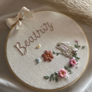 Custom Name Embroidery Art- Embroidery Hoop Art- Baby Name Embroidery- Hand Embroidered- Nursery Wall Decor