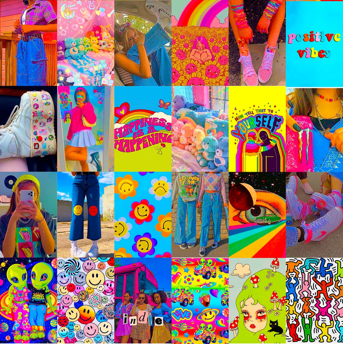 Indie Aesthetic Wall Collage Kit 60 Pcs Room Decor Etsy