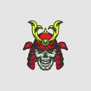 Samurai skull embroidery design files for machine embroidery.skull embroidery designs.skull