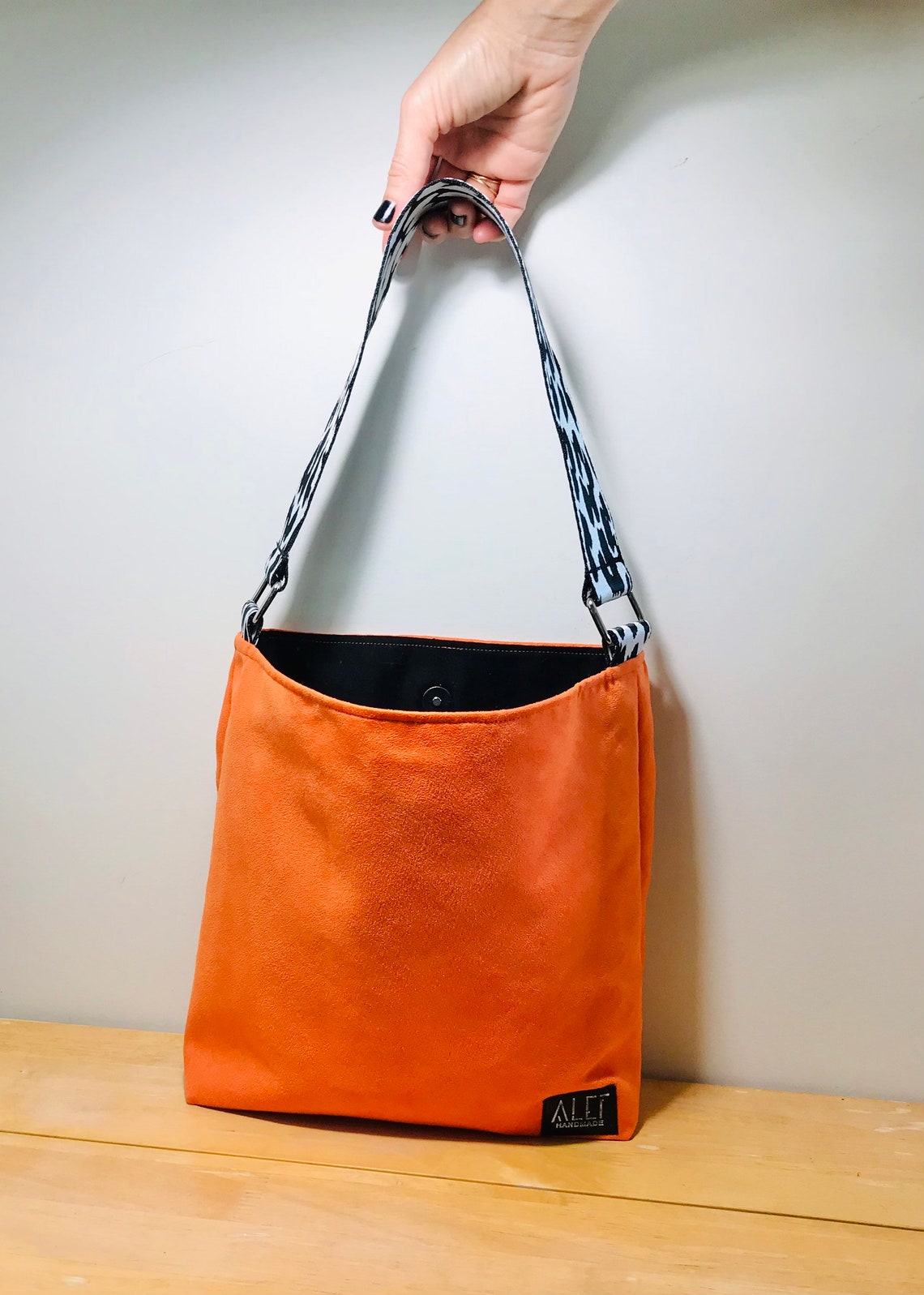 A Handmade Orange Tote Bag Shoulder Bag with Unstained Etsy