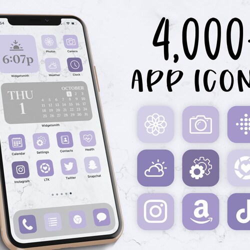 Ios 14 Icons Purple Ios 14 Aesthetic Iphone Icons Blue Etsy