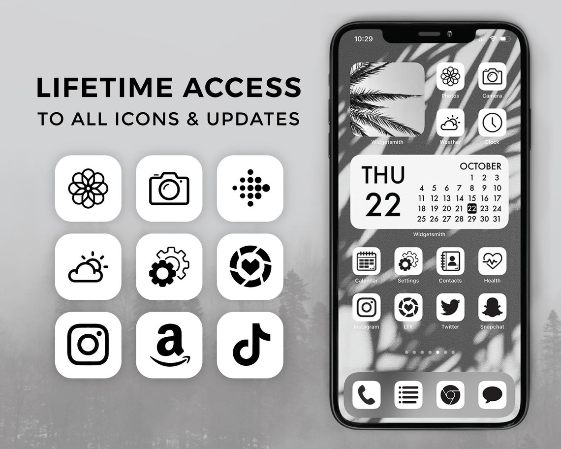 Ios 14 Icons Black and White Ios 14 Aesthetic Black and Etsy