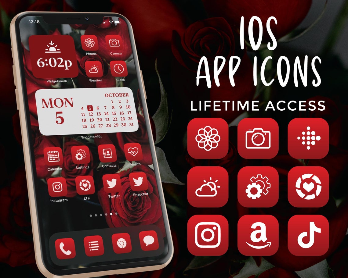 Red Ios Phone Icon Valentine’s Day Ios 14 Icons Red | Ios 14 Aesthetic | Red App Icons ...