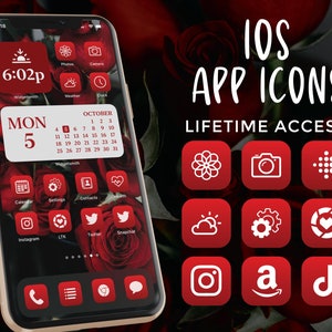 Valentine’s Day iOS 14 Icons Red | iOS 14 Aesthetic | Red App Icons | iPhone Icons