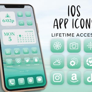 iOS14 App Icons Turquoise | Teal App Icons | iOS 14 Aesthetic | iPhone Icons