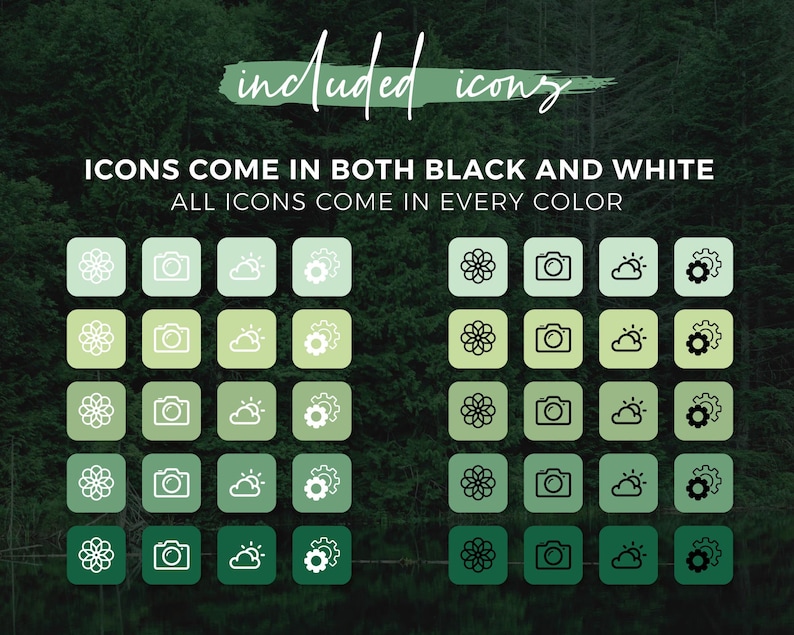 Ios 14 Icons Green Green App Icons Ios 14 Aesthetic Etsy