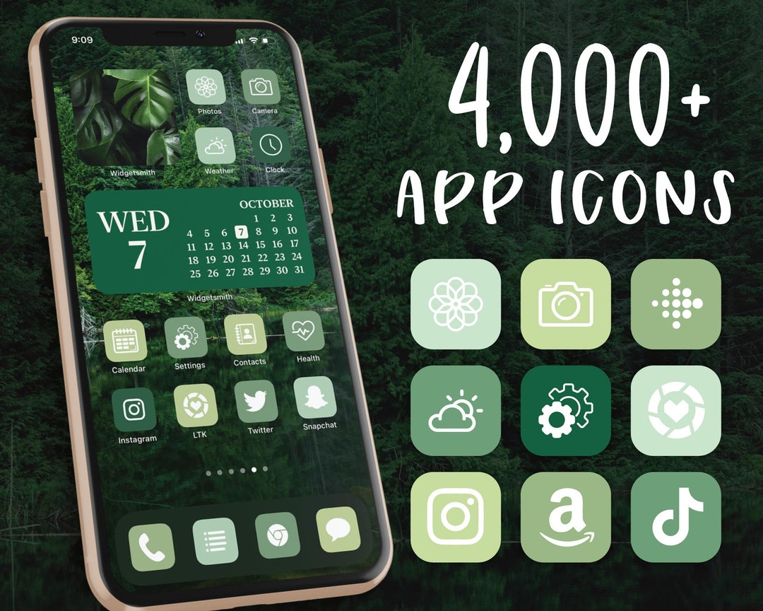 Ios 14 Icons Green | Green App Icons | Ios 14 Aesthetic | iPhone Icons ...
