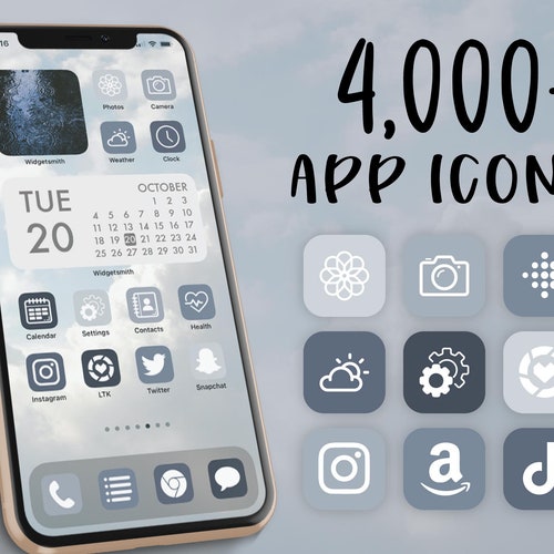 Ios 14 Icons Dusty Blue Blue App Icons Ios 14 Aesthetic Etsy