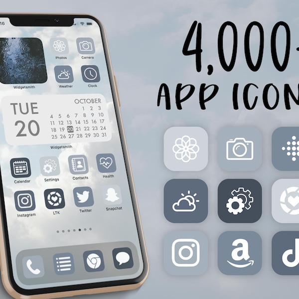 iOS 14 Icons Dusty Blue | Blaue App Icons | iOS 14 Ästhetik | iPhone Icons