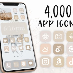 iOS 14 Icons Beige | Neutral App Icons Cream | iOS 14 Aesthetic | iPhone Icons