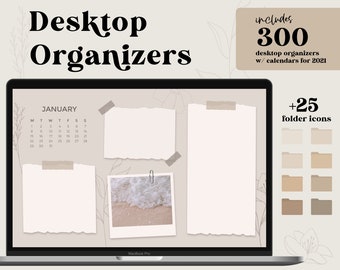 Desktop Wallpaper Organizer | 2021 Calendar | Mac Windows Organizer | Desktop Folder Icons | Wallpaper Aesthetic