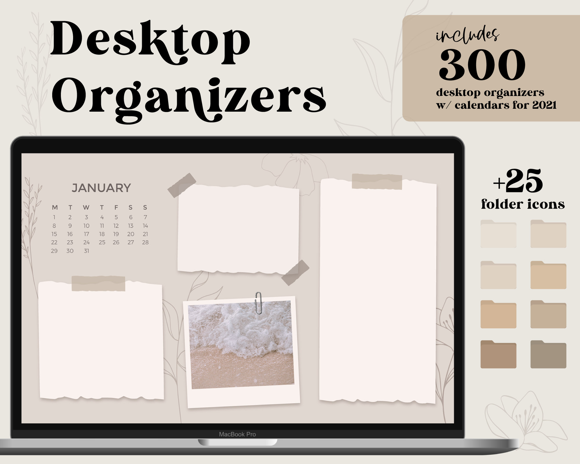 Desktop Wallpaper Organizer 2021 Calendar Mac Windows | Etsy