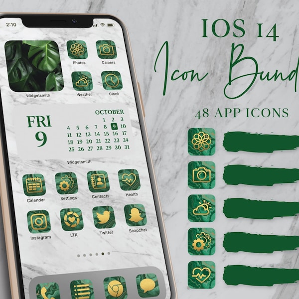 Gold and Green Marble iOS 14 App Icons, 48 Aesthetic iPhone App Icons, iOS 14 Icon Bundle, iOS Icon Pack, iPhone App Icons, iPhone Shortcuts