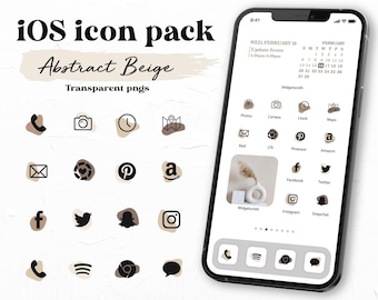 iOS 14 Icons Neutral Transparent | iOS 14 Aesthetic | Beige App Icons | iPhone Icons