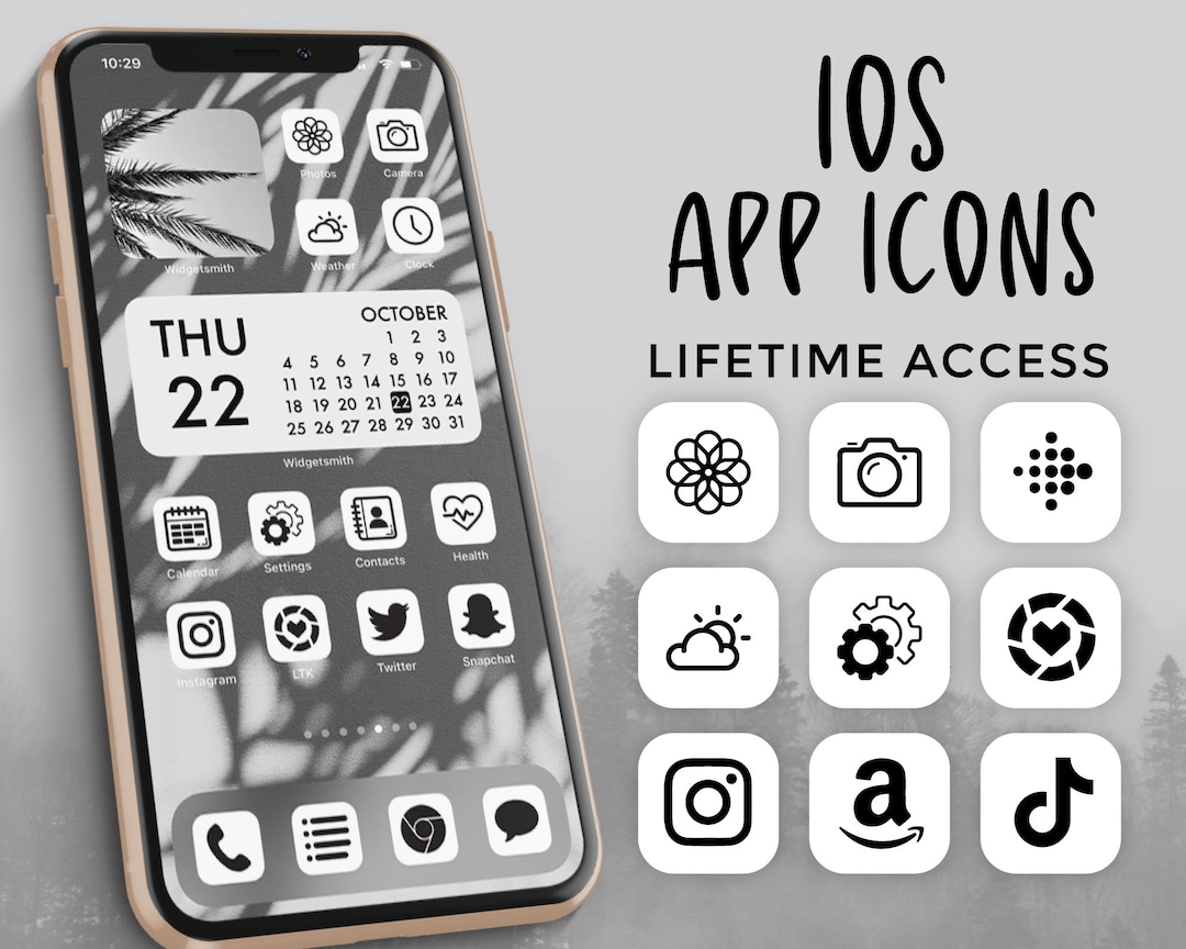Ios 14 Icons Black and White Ios 14 Aesthetic Black and White App Icons