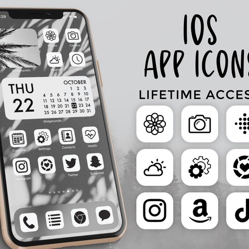 Ios 14 Icons Black and White Ios 14 Aesthetic Black and Etsy