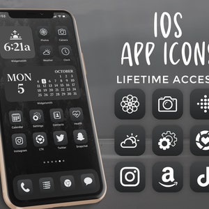 iOS 14 Icons Grau | Schwarze App Icons | iOS 14 Ästhetik | iPhone Icons