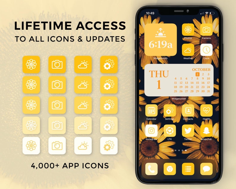 Ios 14 Icons Yellow Yellow App Icons Ios 14 Aesthetic Etsy Canada