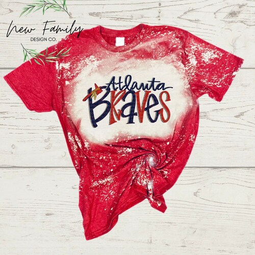 Atlanta Braves Bleached Adult Tshirt Baseball Shirt Braves Etsy
