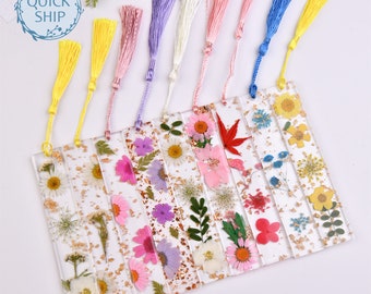 Real Flower Resin Bookmark,Handmade Floral Book Mark,Dainty Bookmarks With Tassel,Preserved Flowers Art,Gift for Teacher/Book Lovers