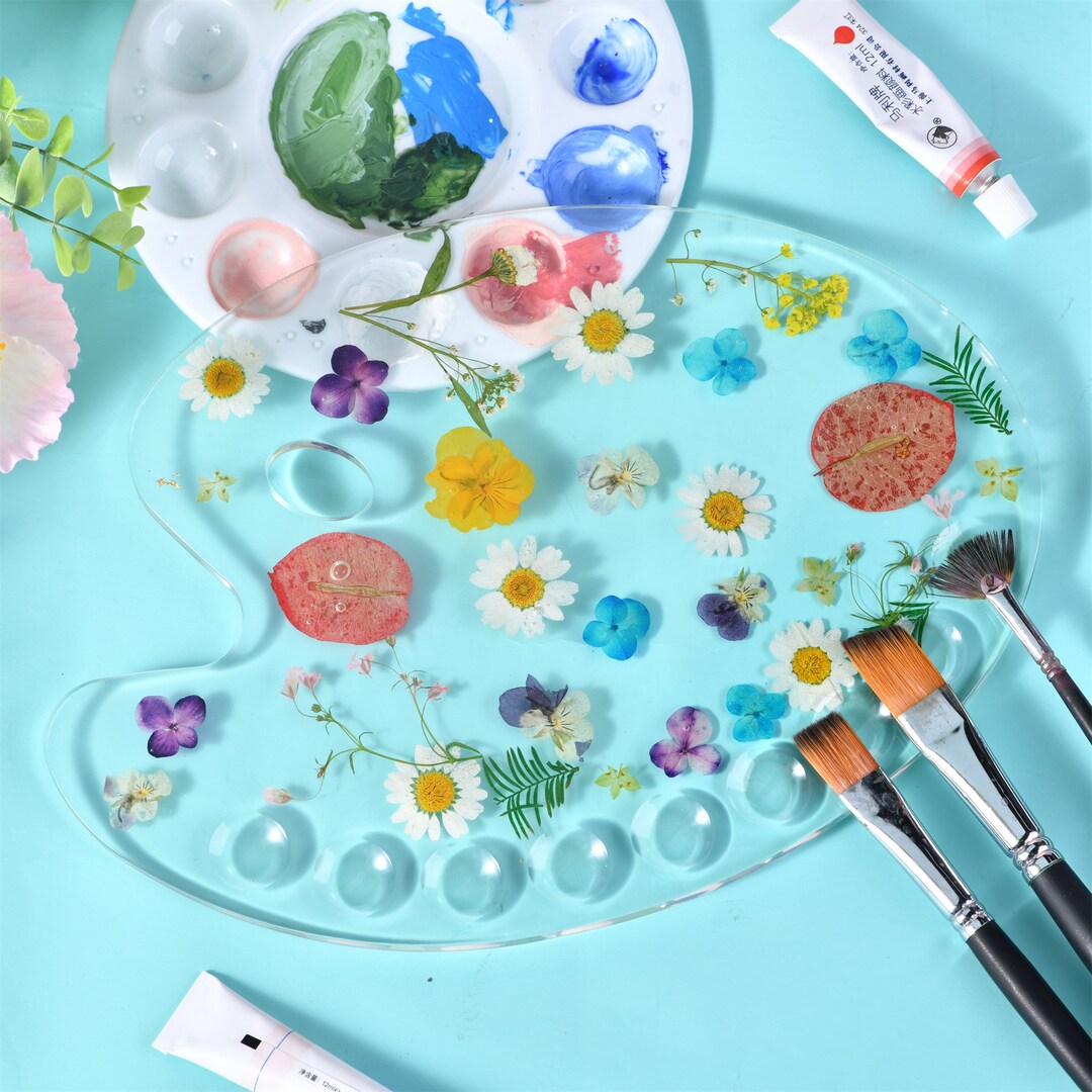 Floral Resin Paint Palette, Flower Painters Palette, Handmade Colorful