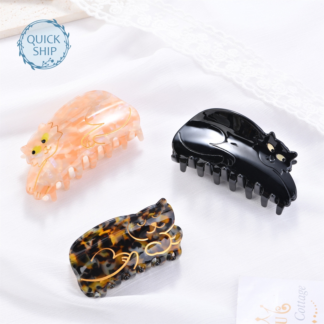 Large Cute Cat Hair Claw Clip,acetate Hair Clip,tortoise Shell Hair