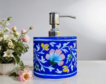 Soap Dispenser with Pump, Blue Pottery Premium Bathroom Decor, Lotion Dispenser, Ceramic Dish Soap Dispenser, Dispenser Bottle for Shampoo
