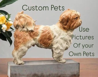 写真から作る犬のメモリアル像、ペットの彫刻をパーソナライズして家の装飾に、ペット好きへのギフトに