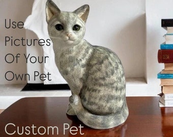 Estatua conmemorativa personalizada de gato, figura de mascota personalizada con polvo de mármol.