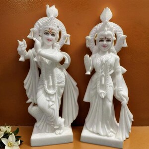 Radha Krishna Personalized Staue, 2 FT Marble Sculpture Home Decor, Radha Krishna Idol for Home, Office, Radha Krishna Murti for Temple