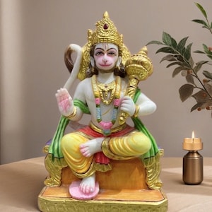 Lord Hanuman Personalized Marble Statue, Hanuman Idol for Home, Temple, Hindu God, Bajrang Bali Murti Mandir, Handcarved Hanuman Ji Statue