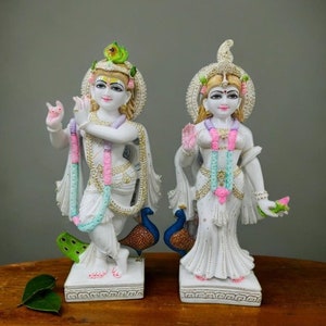 Radha Krishna Marble Statue (Custom) Home Decor, Radha Krishna Idol for Home, Office, Altar, Radha Krishna Murti for Temple, Love God Idol