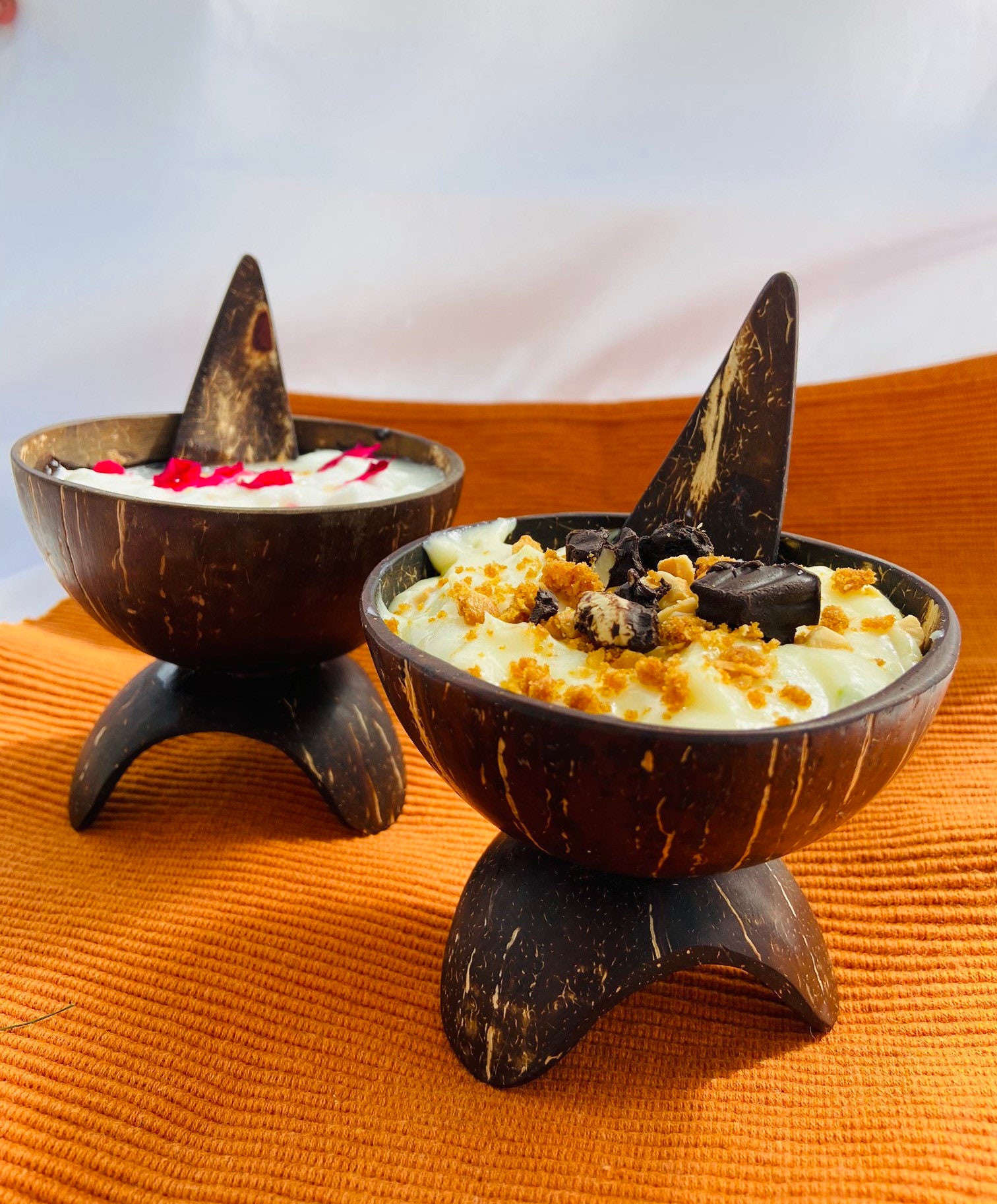 Ensemble de 2 Bols à Dessert Coconut Shell avec Cuillère | Fabriqué La Des Bols Glace L Smoothie Bow