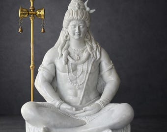 Custom Lord Shiva Marble Statue for Home, Temple, Office, Indian God Murti