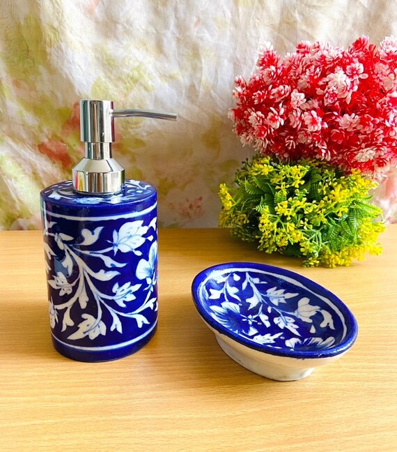 Floral Stoneware Soap Dispenser