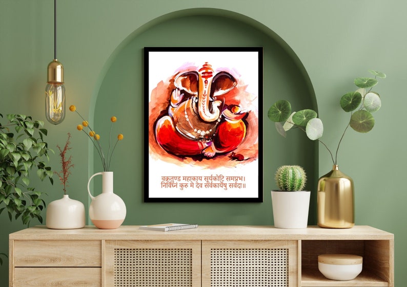 Lord Ganesha Wall Art Home Decor Hindu Elephant God Etsy