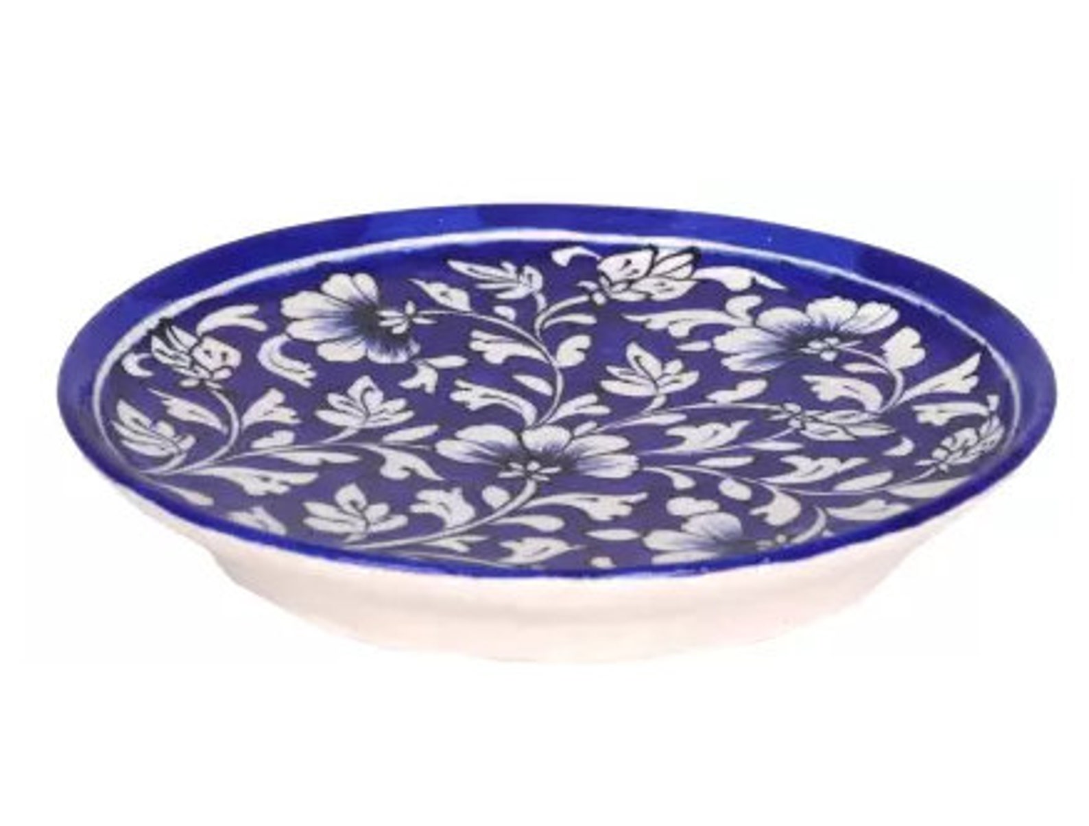 Floral Decorative Wall Plate Blue Pottery Colorful Wall Etsy UK