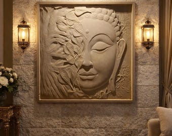 Marble 3D Buddha Wall Panel (Custom) for Home, Living Room, Stairway, Hotel Lobby Decor