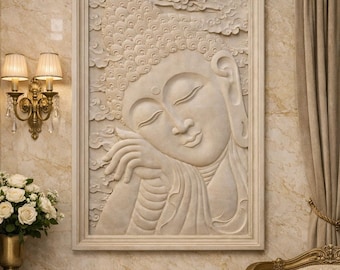 Marble 3D Buddha Wall Panel (Custom) for Home, Living Room, Stairway, Hotel Lobby Decor