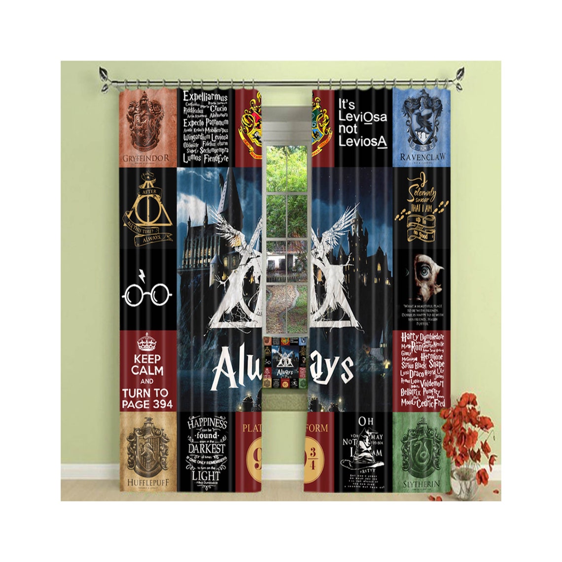 Harry Potter Window Curtains with 2 Panels and Strong Hooks Etsy