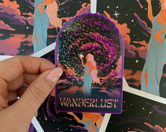 Wanderlust Glitter Sticker