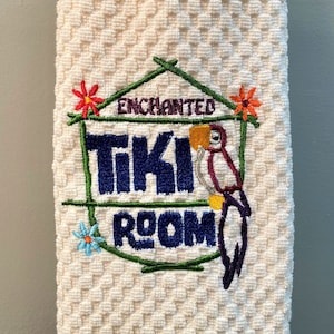 Enchanted Tiki Room Disney Inspired Embroidered Hand Towel for Kitchen or Bathroom - FREE PERSONALIZATION!