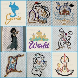 Aladdin Jasmine Genie Agrabah Abu Iago Jafar Magic Carpet Disney Inspired Embroidered Hand Towel for Kitchen or Bathroom - PERSONALIZE