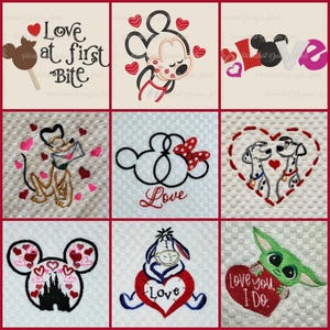 Valentine's Day Love Mickey Minnie Eeyore Pluto Donald Stitch Dalmatians Disney Inspired Embroidered Hand Towels - FREE PERSONALIZATION!