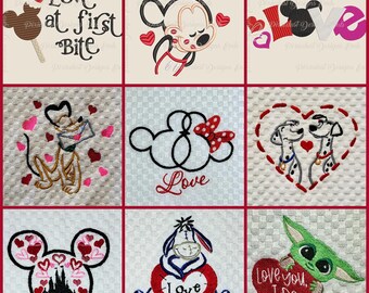 Valentine's Day Love Mickey Minnie Eeyore Pluto Donald Stitch Dalmatians Disney Inspired Embroidered Hand Towels - FREE PERSONALIZATION!