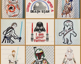 Star Wars Chewbacca Death Kylo Ren Mandalorian Disney Inspired Embroidered Hand Towels for Kitchen Bathroom FREE PERSONALIZATION