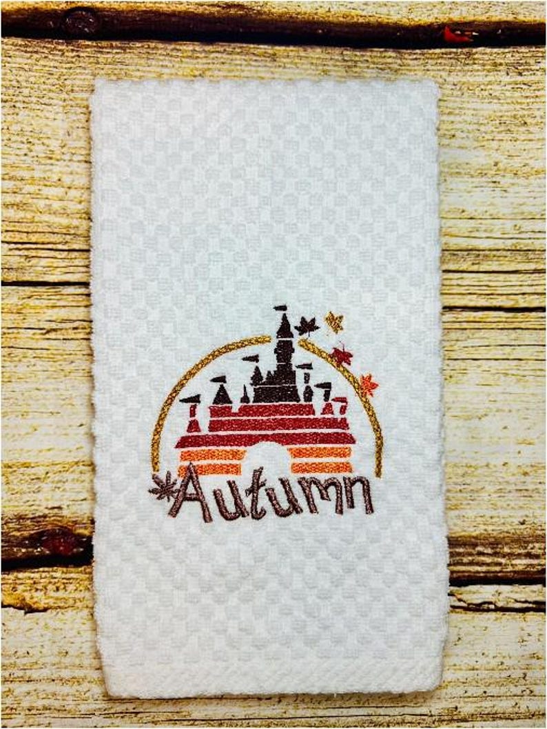 Thanksgiving Hand Towels Fall Autumn Disney Inspired Embroidery for ...