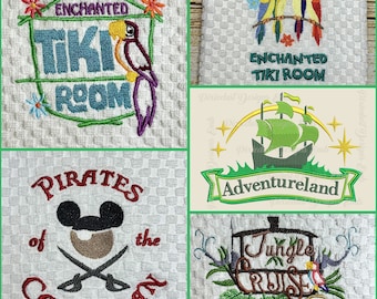 Enchanted Tiki Room Jungle Cruise Pirates Adventureland Disney Inspired Embroidered Hand Towel - Kitchen or Bathroom - FREE PERSONALIZATION!